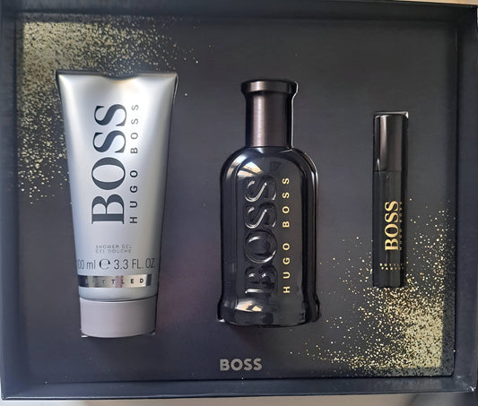 COFFRET-Hugo Boss-BOTTLED PARFUM-100ml+Gel Douche 100ml-(03 Pieces)